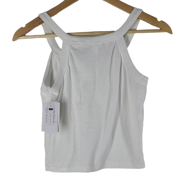 NWT BP Womens Crop Top Ribbed Knit Sleeveless V Neck Stretch White Size Small - Picture 2 of 4
